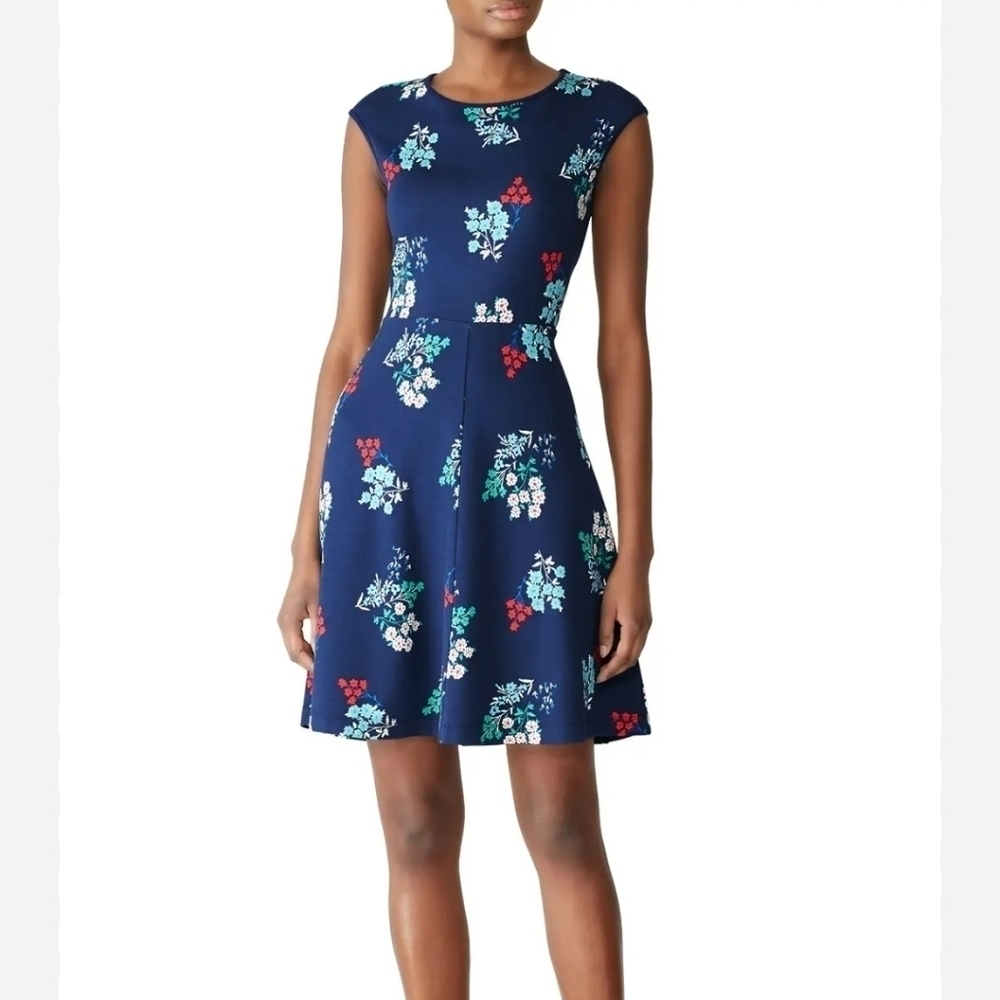 Draper James sz small red blue navy floral dress